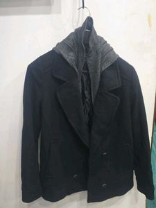Hooded Wool Blend Peacoat