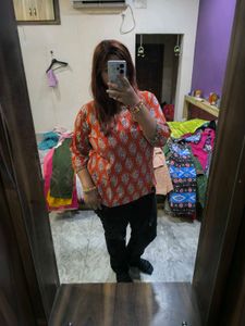Printed Orange short kurti