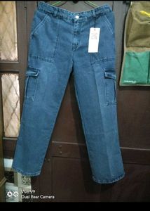 Blue Denim Cargo Jeans