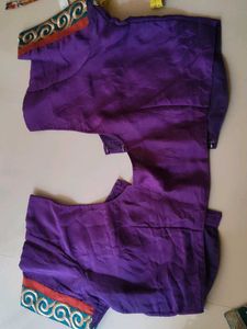 Green Embroidered And Purple Blouse