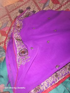 Purple Embellished Saree