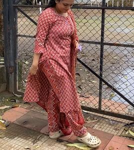 Red Printed Kurta Set