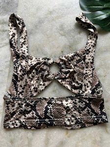 Snakeskin Print Bikini Top