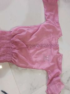 Pink Casual Top with Embellishments