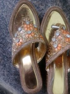 Beautiful Party Wear Golden  Colour Heel