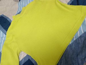 Neon Green Cropped Turtleneck