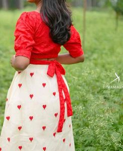 Red &amp; White Heart Print Skirt Set
