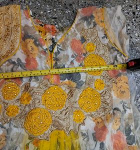 Beautiful Floral Print Yellow Colour Anarkali