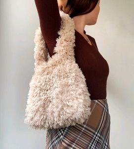 Faux Soft Fur Cream Beige Tote