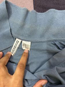 Divided Blue Crop Polo