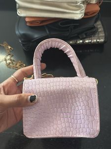 Lilac Croc-Embossed Mini Bag