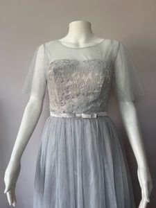 GREY PREMIUM TULLE-lace gown