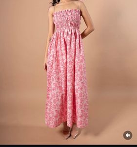 Pink Floral Smocked Sundress