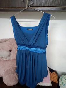 Blue Sleeveless Dress(only Top)