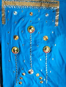Blue Embroidered Dress Material