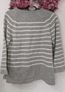 Silver And Grey Lining Thin Woolen Top