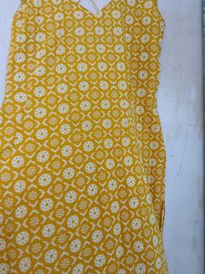 Yellow Printed Kurta pure cotton fabric