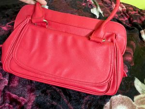 Pure Leather Red Handbag