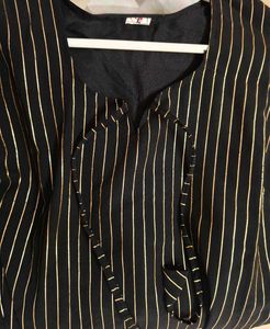 Gold-Striped Black Kurti