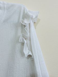 White Ruffle Trim Top