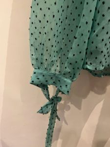 Elegant Sheer Polka Dot Blouse