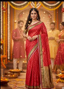 FOR DIWALI New Red Silk Saree