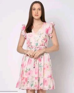 Women Floral Mini Flounce Dress