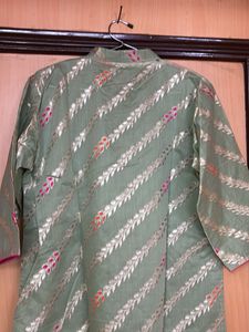 Festive Chanderi Green Kurta