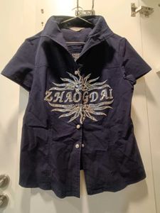 Stylish Navy Blue Embellished Top