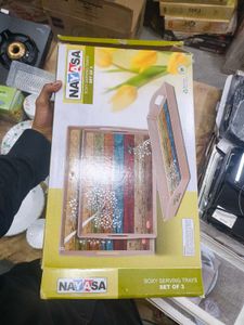 White &amp; Gold Decorative Tray Set (3)