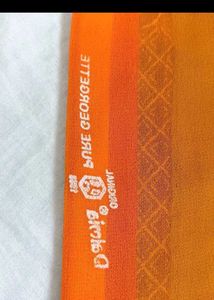 Elegant Orange Saree with Embroidery