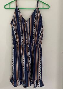 Striped Ruffle Romper - Urbanic