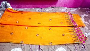 Embroidered new mirror work saree