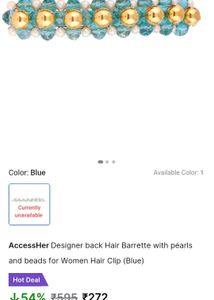 Blue Store And Beads Hair Clip