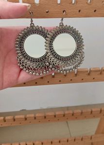 Mirror Earrings (Silver Oxydised)