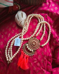 Voylla Beautiful Long Necklace With Orange Tassels