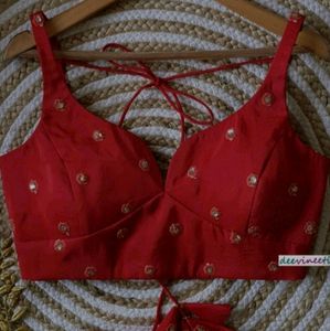 Foil Work Art Silk Padded Blouse
