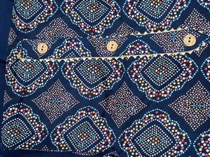 Navy Blue Printed Suit Material