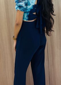 Blue Tie-Dye Crop Top and Pant