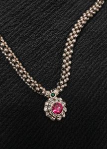 Oxidized Silver Necklace &amp; Nose Pin