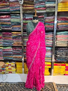 Rani Pink Bandhani Saree