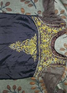 Embroidered Brown Ethnic Gown