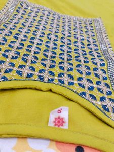 Embroidery Work Green Kurta With Pant