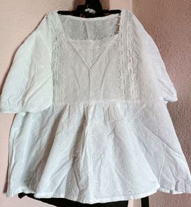 White cotton peplum top