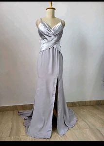 Elegant Silver Evening Gown