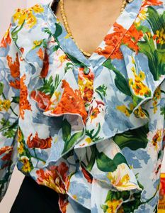 Casual Flower Print Top Berry Lush