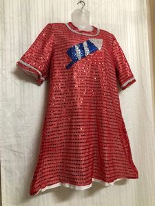 Red Half Sleeve Round Dress