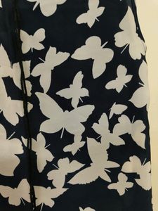 Blue Dress With Butterfly Print