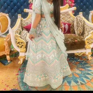 Sea green heavy lehenga