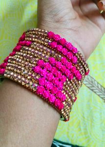 Pink rose flower Bangles (Set of 8) 2-8 size